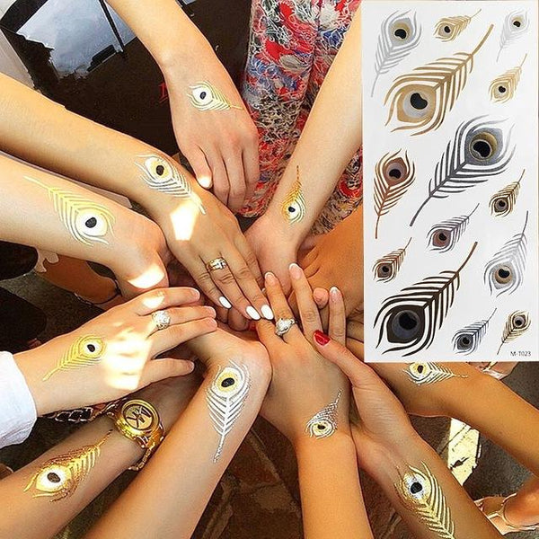 Hot Flash Metallic Waterproof Temporary Tattoo Gold Silver Tatoo Women Henna Flower Taty Design Tattoo Sticker