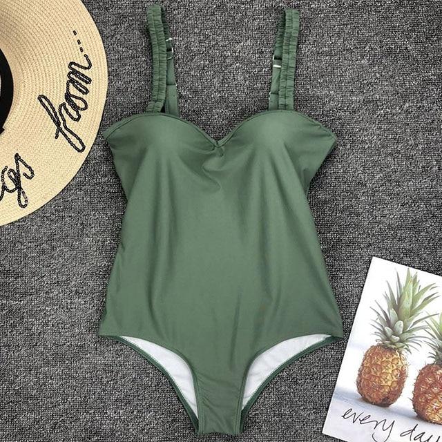 NEW 2019 Underwire Bra Cup One Piece Swimsuit Women Push Up Swimwear Female Monokini Bather Bathing Suit Swim Wear Sexy Bodysuit