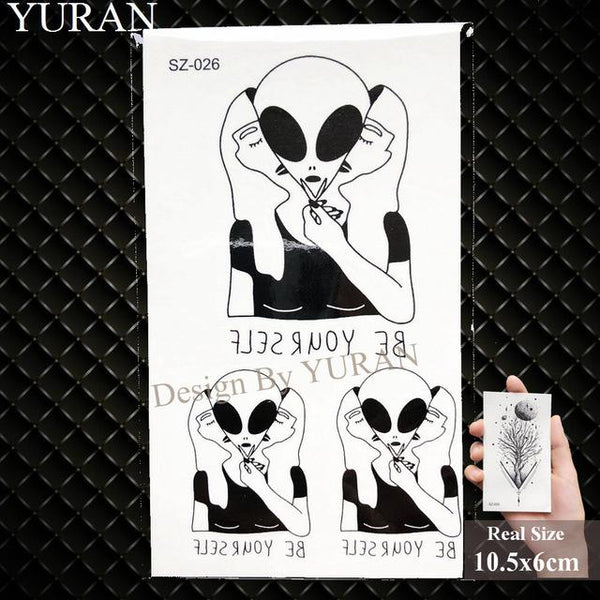 YURAN New Black Gun Men Fashoin Tattoo Stickers Women Body Arm Temporary Tattoo AK Rifle Waterproof Tatoos Sniper Transferable