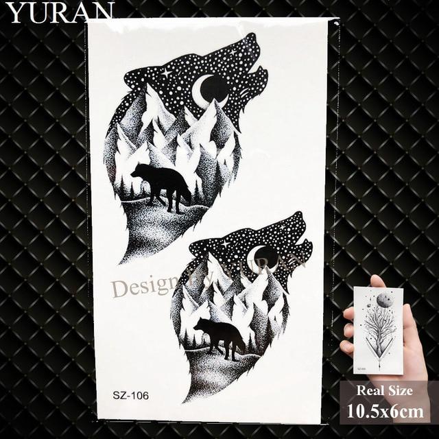 YURAN New Black Gun Men Fashoin Tattoo Stickers Women Body Arm Temporary Tattoo AK Rifle Waterproof Tatoos Sniper Transferable