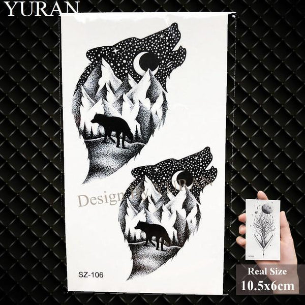 YURAN New Black Gun Men Fashoin Tattoo Stickers Women Body Arm Temporary Tattoo AK Rifle Waterproof Tatoos Sniper Transferable
