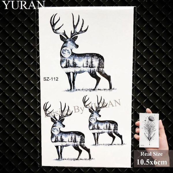 YURAN New Black Gun Men Fashoin Tattoo Stickers Women Body Arm Temporary Tattoo AK Rifle Waterproof Tatoos Sniper Transferable