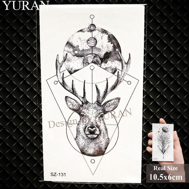 YURAN New Black Gun Men Fashoin Tattoo Stickers Women Body Arm Temporary Tattoo AK Rifle Waterproof Tatoos Sniper Transferable