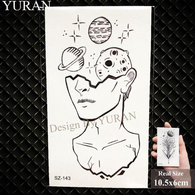YURAN New Black Gun Men Fashoin Tattoo Stickers Women Body Arm Temporary Tattoo AK Rifle Waterproof Tatoos Sniper Transferable