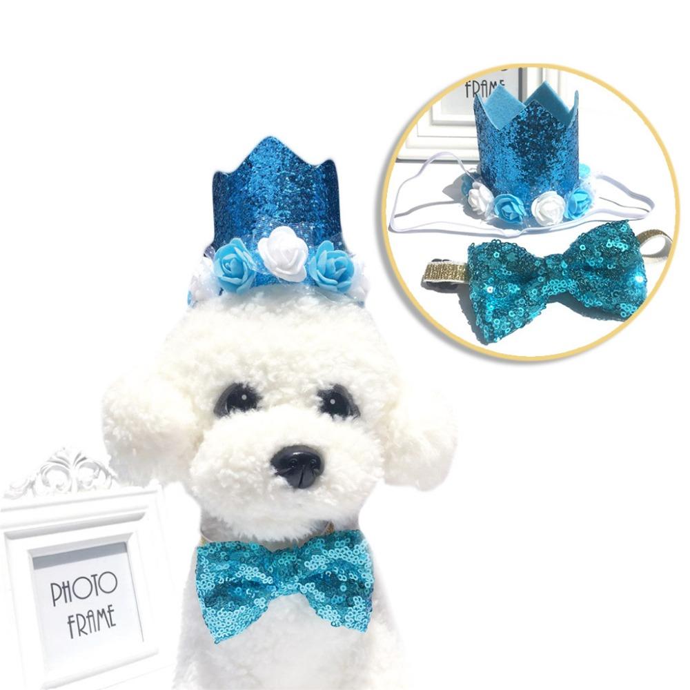 Pets Dogs Cats Accessories Birthday Party Cap Princess Crown Hat Bowknot Headwear Puppy Kitten Party Costume Headwear