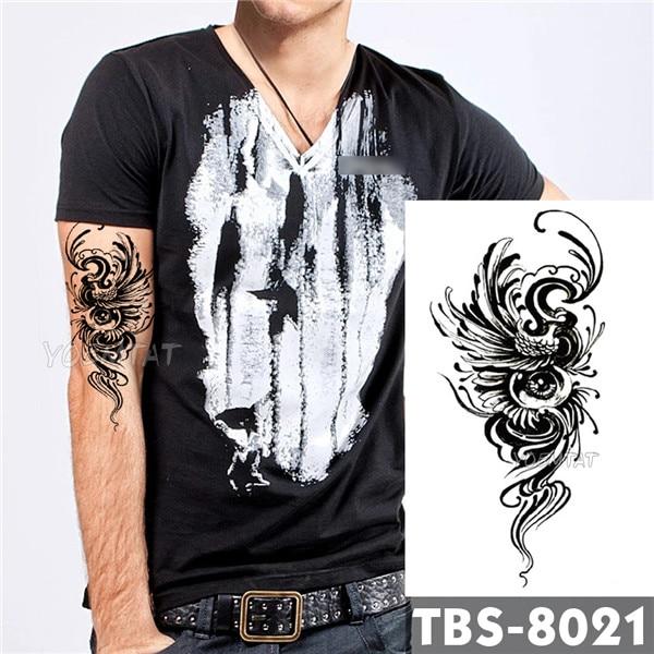 Waterproof Temporary Tattoo men's fire tatoo eagle lotus Mandala eye flame totem 12*19cm Water Transfer Fake tatto for man