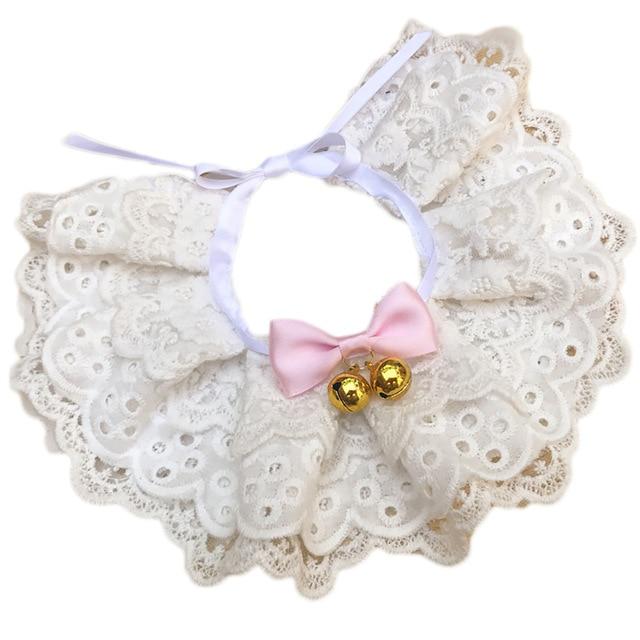 Cute Three-Layer Lace Bowknot Small Bell Pet Collar Bib Dog Cat Necklace Decor Home Pet Fashion Neck Collar