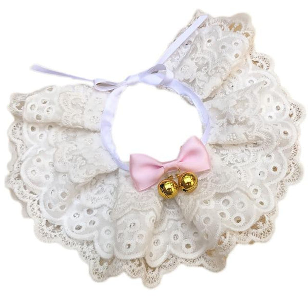 Cute Three-Layer Lace Bowknot Small Bell Pet Collar Bib Dog Cat Necklace Decor Home Pet Fashion Neck Collar