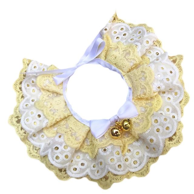 Cute Three-Layer Lace Bowknot Small Bell Pet Collar Bib Dog Cat Necklace Decor Home Pet Fashion Neck Collar