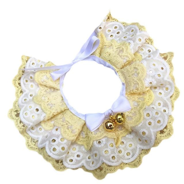 Cute Three-Layer Lace Bowknot Small Bell Pet Collar Bib Dog Cat Necklace Decor Home Pet Fashion Neck Collar