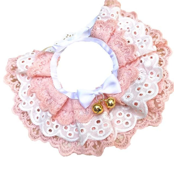 Cute Three-Layer Lace Bowknot Small Bell Pet Collar Bib Dog Cat Necklace Decor Home Pet Fashion Neck Collar