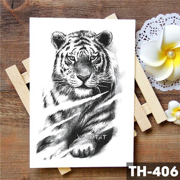 Tribal Wolf Moon Pine Tree Temporary Tattoo Sticker Fox Waterproof Tattoos Forest Body Art Arm Fake Tatoo Men Women