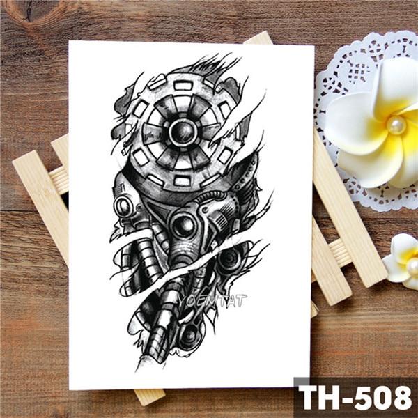 Tribal Wolf Moon Pine Tree Temporary Tattoo Sticker Fox Waterproof Tattoos Forest Body Art Arm Fake Tatoo Men Women
