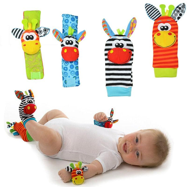 Sozzy Cartoon 2 piece Zebra New Baby Infant Soft Socks Wrist Rattle Set Educational Best Gift Toys for Children 20%Off