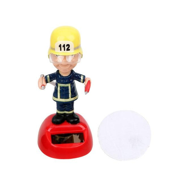 FORAUTO Firemen Shape Car Ornament Swinging Auto Accessories Dashboard Decoration Solar Powered Dancing Toy Car Styling