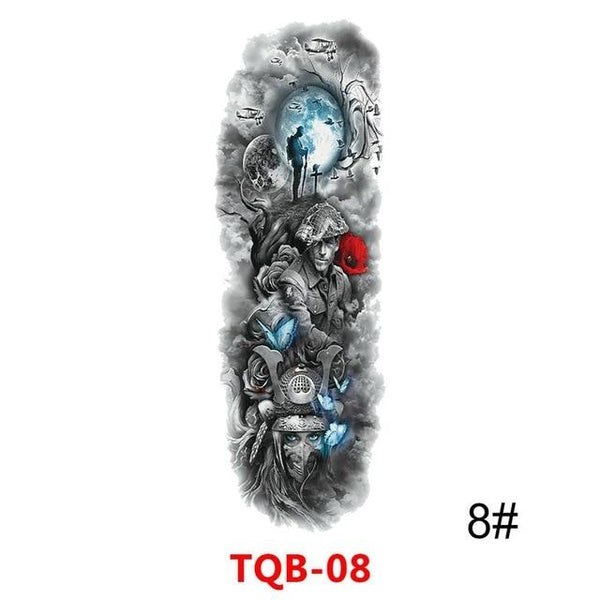 Sexy Skull Women Body Art Flash Waterproof Tattoo Stickers 48*17CM Big Temporary Tattoo Full Arm Sleeve Tatto Men Girl #288345