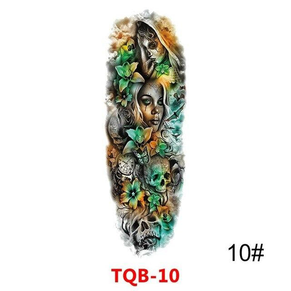 Sexy Skull Women Body Art Flash Waterproof Tattoo Stickers 48*17CM Big Temporary Tattoo Full Arm Sleeve Tatto Men Girl #288345