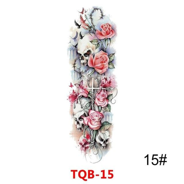 Sexy Skull Women Body Art Flash Waterproof Tattoo Stickers 48*17CM Big Temporary Tattoo Full Arm Sleeve Tatto Men Girl #288345