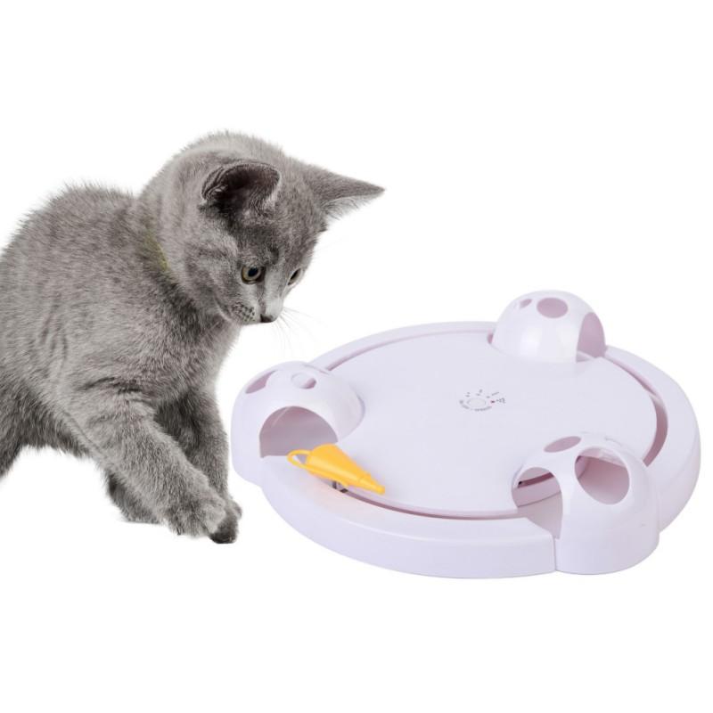 Drop shipping Cat Interactive Pet Cat Toys Automatic Rotating Cat Play Teaser Plate Mice Catch Toy Electric Playing Exercise Toy
