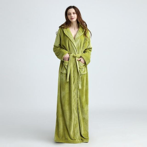 2019 Thermal Hooded Flannel Bathrobe Women Men Extra Long Thick Warm Winter Bath Robe Bridesmaid Robes Dressing Gown