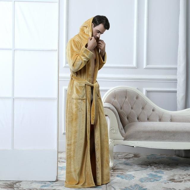 2019 Thermal Hooded Flannel Bathrobe Women Men Extra Long Thick Warm Winter Bath Robe Bridesmaid Robes Dressing Gown