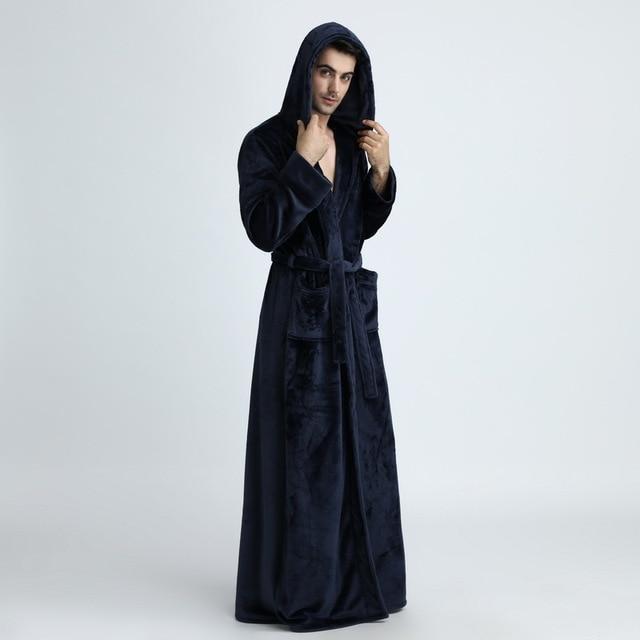 2019 Thermal Hooded Flannel Bathrobe Women Men Extra Long Thick Warm Winter Bath Robe Bridesmaid Robes Dressing Gown