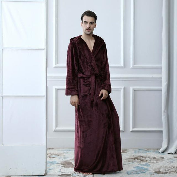2019 Thermal Hooded Flannel Bathrobe Women Men Extra Long Thick Warm Winter Bath Robe Bridesmaid Robes Dressing Gown