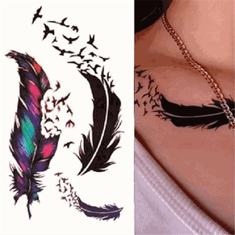 NEW 2018 1PC Waterproof Temporary Tattoo Sticker Feather Body Pattern Decals Fake tatoo Art Taty Tattoo Sticker