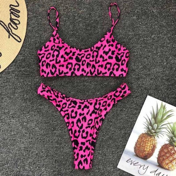 2019 New High Waist Bikini set Yellow Bandeau Swimsuit Sexy Print Thong Bikini Women Swimwear Two-pieces Bather Bathing Suit