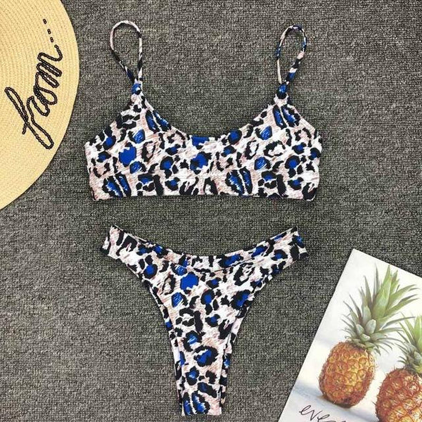 2019 New High Waist Bikini set Yellow Bandeau Swimsuit Sexy Print Thong Bikini Women Swimwear Two-pieces Bather Bathing Suit