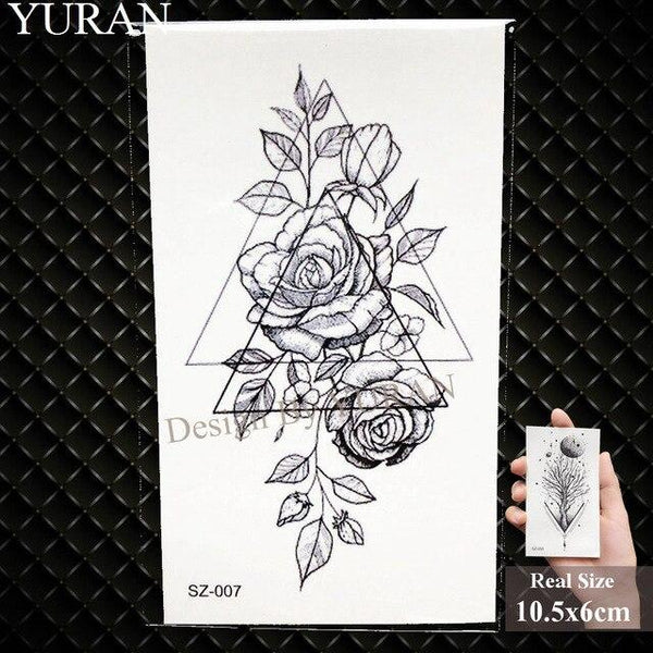 YURAN Flash Lovely Lavender Flower Tattoo Stickers Kids Arm Lotus Cartoon Temporary Tattoo Children Art Fake Tatoos Women Xmas