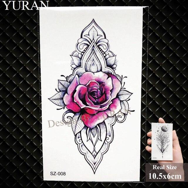 YURAN Flash Lovely Lavender Flower Tattoo Stickers Kids Arm Lotus Cartoon Temporary Tattoo Children Art Fake Tatoos Women Xmas