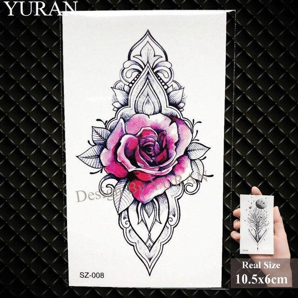 YURAN Flash Lovely Lavender Flower Tattoo Stickers Kids Arm Lotus Cartoon Temporary Tattoo Children Art Fake Tatoos Women Xmas