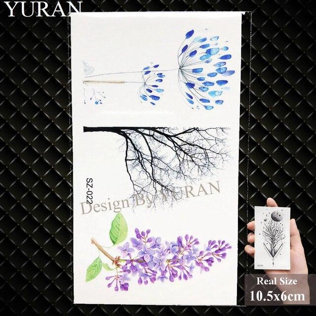 YURAN Flash Lovely Lavender Flower Tattoo Stickers Kids Arm Lotus Cartoon Temporary Tattoo Children Art Fake Tatoos Women Xmas