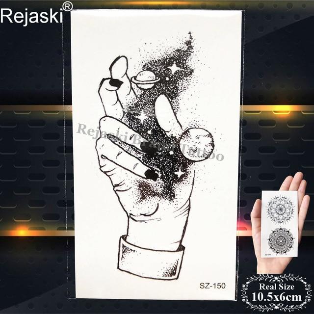 Rejaski Creative Black Tattoo Sticker Women Body Art Planets Temporary Tattoo Men Moon Waterproof Tatoos Long Lasting Kids Tatoo