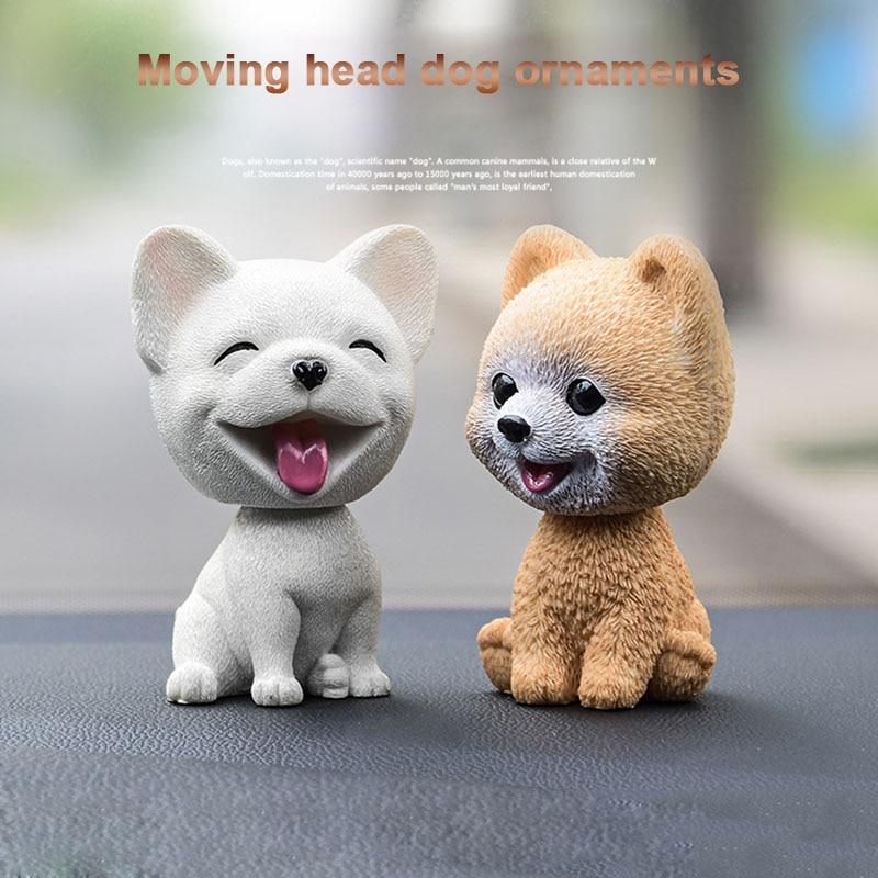 Shaking Head Dog Ornament Resin Cute Nodding Decoration Gift For Car Interior Home Room XR657