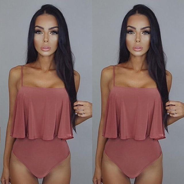 2019 Hot Women's monokini one-piece suit swimsuit solid color sexy tassel push up swimsuit beachwear