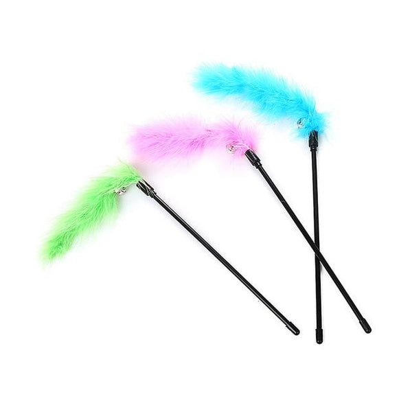 Random Color Premium Pet Interactive Toy Colorful Turkey Feathers Tease Cat Stick Interactive Cat Toy Feather Toys Pet Supplies