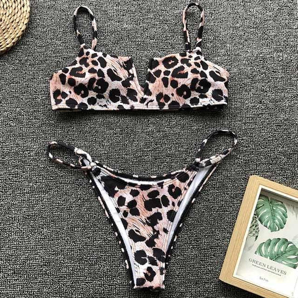 V-Bar Underwired Polka dot Bikini 2019 Women Ribbed swimsuit female Push up String swimwear Sexy Micro Bikini set bathing suit
