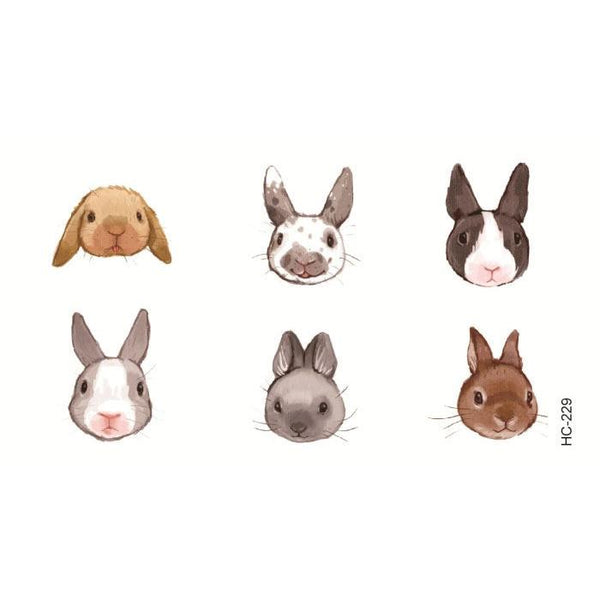Water Transfer fake flsh tattoo cute cartoon gray rabbit bird flower Waterproof Temporary Tattoo sticker for adults kids