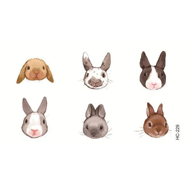 Water Transfer fake flsh tattoo cute cartoon gray rabbit bird flower Waterproof Temporary Tattoo sticker for adults kids