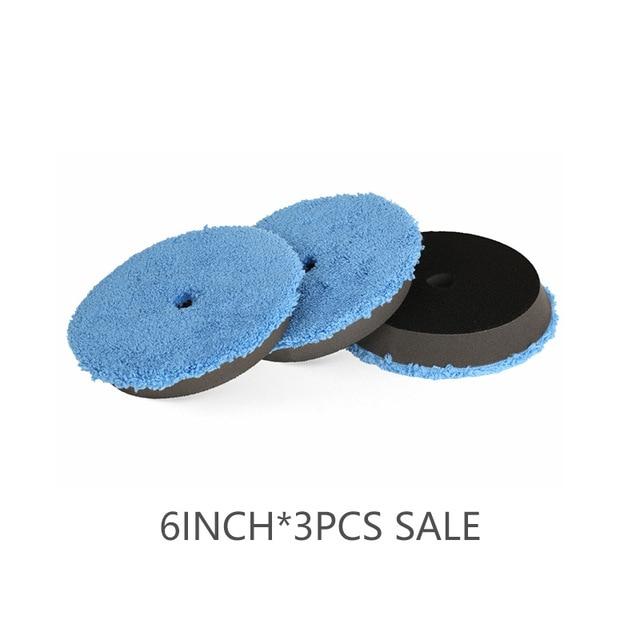 SPTA 3Pcs Fast Finishing Polishing Pad 6 inch (150 mm) Polishing Buffer Pads Buffing Pad Kits Micro Fiber For DA/RO Car Polisher