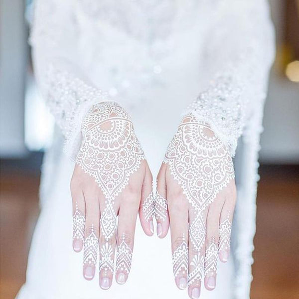 1PC Waterproof White Tatoo Hand Arm Flower Fake Tattoo Sticker Lace Bracelet Tattoo Wedding Makeup Temporary Tattoos