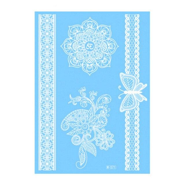 1PC Waterproof White Tatoo Hand Arm Flower Fake Tattoo Sticker Lace Bracelet Tattoo Wedding Makeup Temporary Tattoos