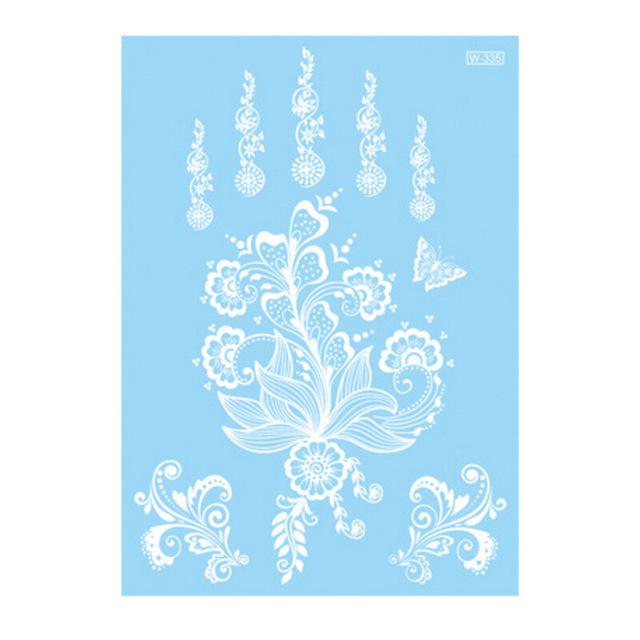 1Piece 14.8*20.8cm Indian Arabic Designs Lace Flash Tribal White Tattoo Paste Fake Tatoo Sticker Girls On Body Hand Choker