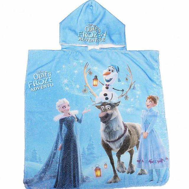Elsa Princess Girl Hooded Beach Unicorn Baby Bathrobe Summer Shower Bath Towels Kids Swimming Poncho Cover Blanket Toalla Minnie