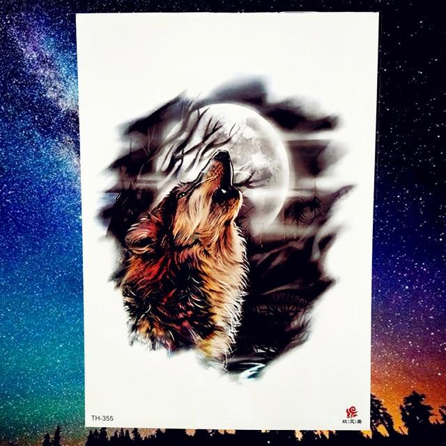 REJASKI Roar Wolf Moon Howl Forest Temporary Tattoo Sticker Arm Waterproof Tattoos Body Art Men Black Fake Tatoo