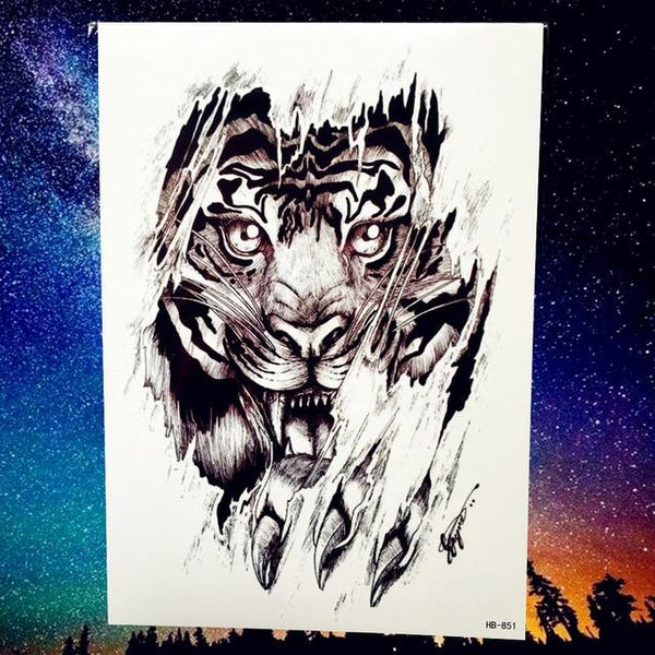 REJASKI Roar Wolf Moon Howl Forest Temporary Tattoo Sticker Arm Waterproof Tattoos Body Art Men Black Fake Tatoo