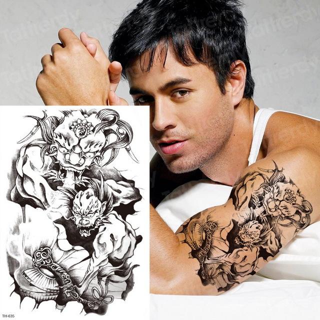 long lasting temporary tattoos animals lion head tattoo stickers body art waterproof tattoo fake forest black thigh tatoo leg