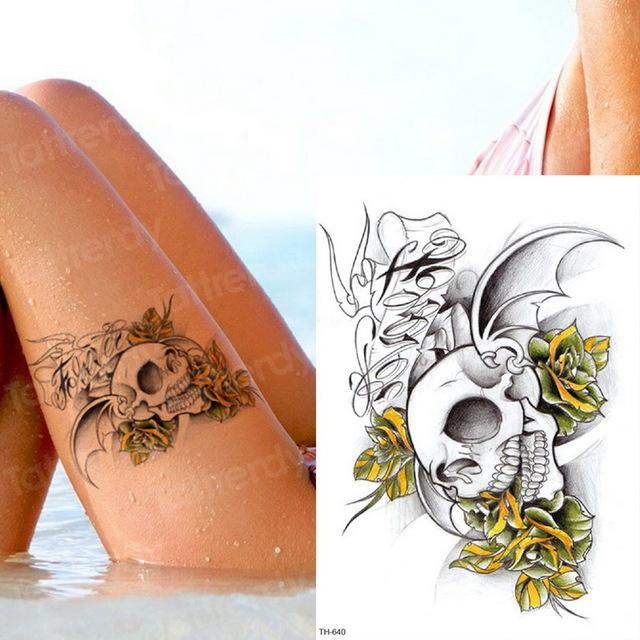 long lasting temporary tattoos animals lion head tattoo stickers body art waterproof tattoo fake forest black thigh tatoo leg